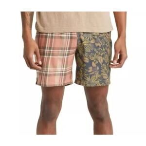 BP Men's Shorts NWT $55 Black Orange Mixed Plaid Size L
